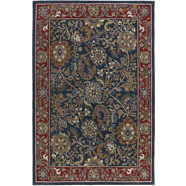 Elite Navy/ Red Rug (5 X 8) (BluePattern FloralMeasures 0.625 inch thickTip We recommend the use of a non skid pad to keep the rug in place on smooth surfaces.All rug sizes are approximate. Due to the difference of monitor colors, some rug colors may va