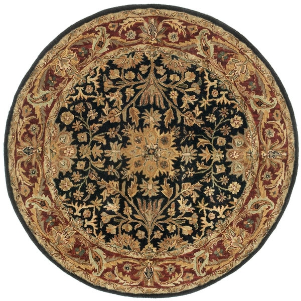 Elite Black/ Burgundy Rug (6' Round) - Free Shipping Today - Overstock ...