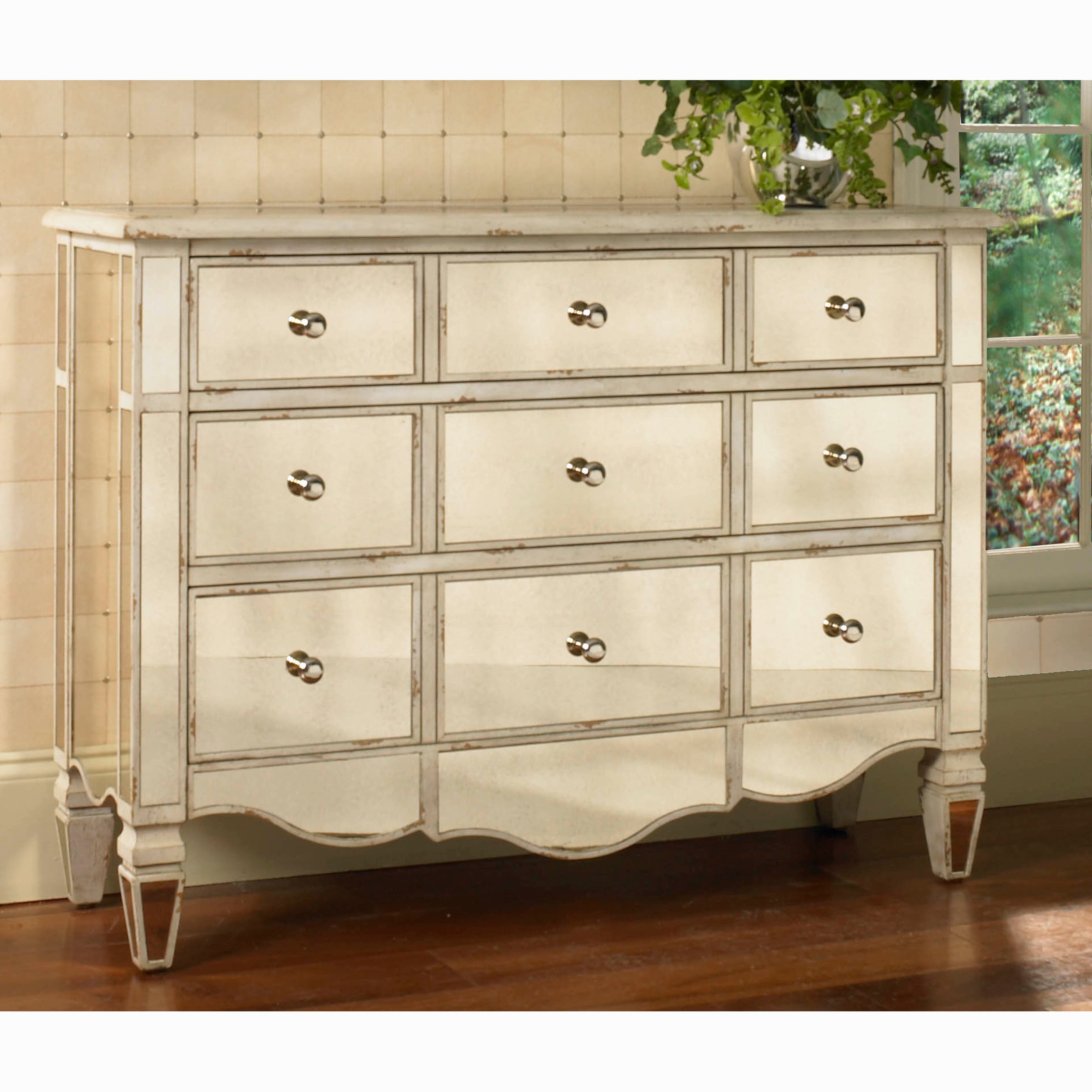 Hand-painted Mirrored Drawer Accent Chest