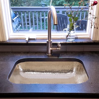 Hammered Nickel Rectangle Bar Sink - Overstock - 3932936