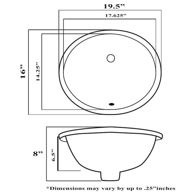 Oval White 17x14-inch Undermount Vanity Sink