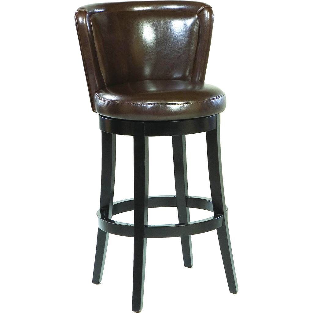 Armen Living Lisbon Leather Upholstered Swivel Barstool