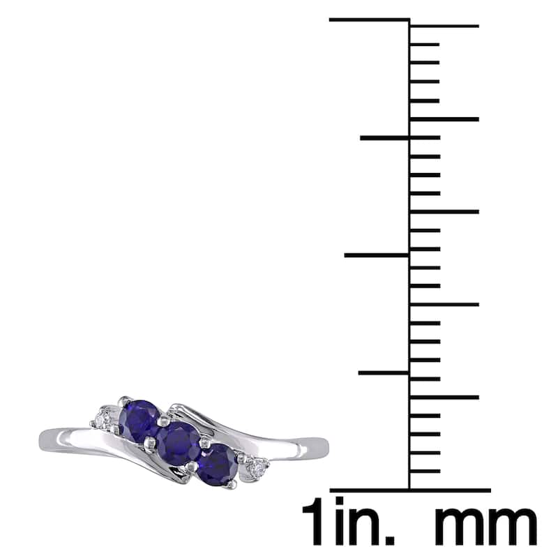 Miadora 10k White Gold Created Sapphire and Diamond Ring