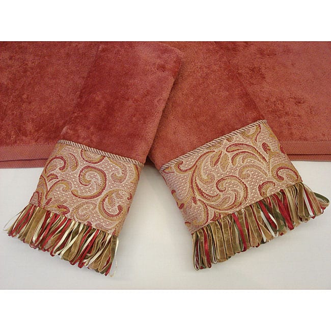 Sherry Kline Swirl Paisley Coral Decorative 3-piece Towel Set
