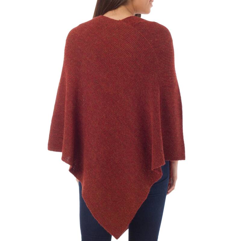Handmade Solid Alpaca Wool Autumn Splendor Poncho (Peru)