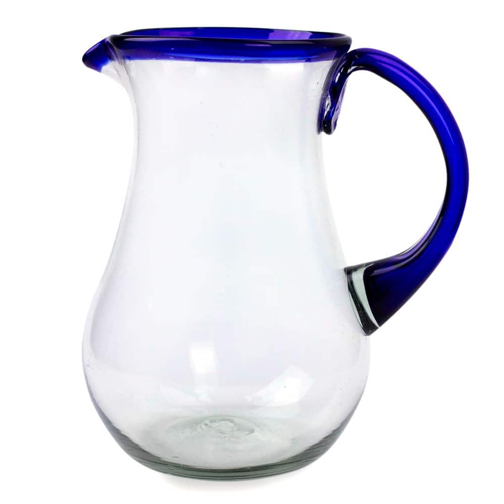NOVICA Glass Blue Grace Pitcher - 9.75*7.75