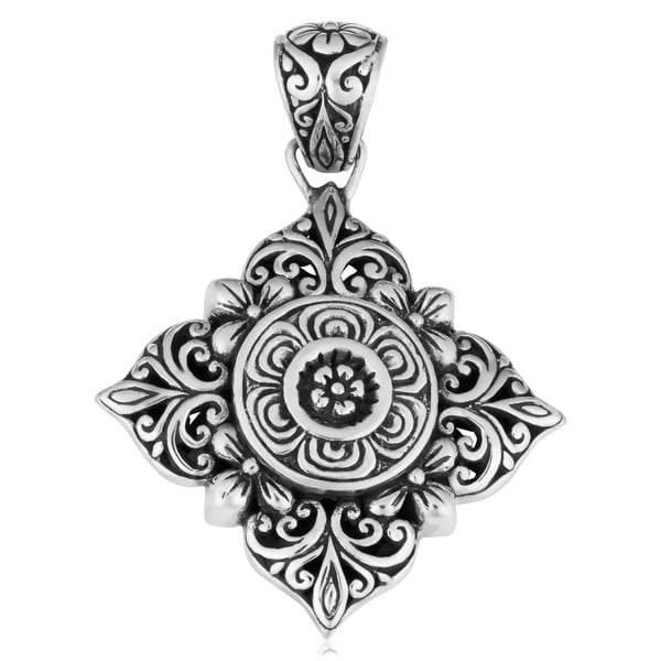 Handmade Sterling Silver Floral Pendant (Indonesia)