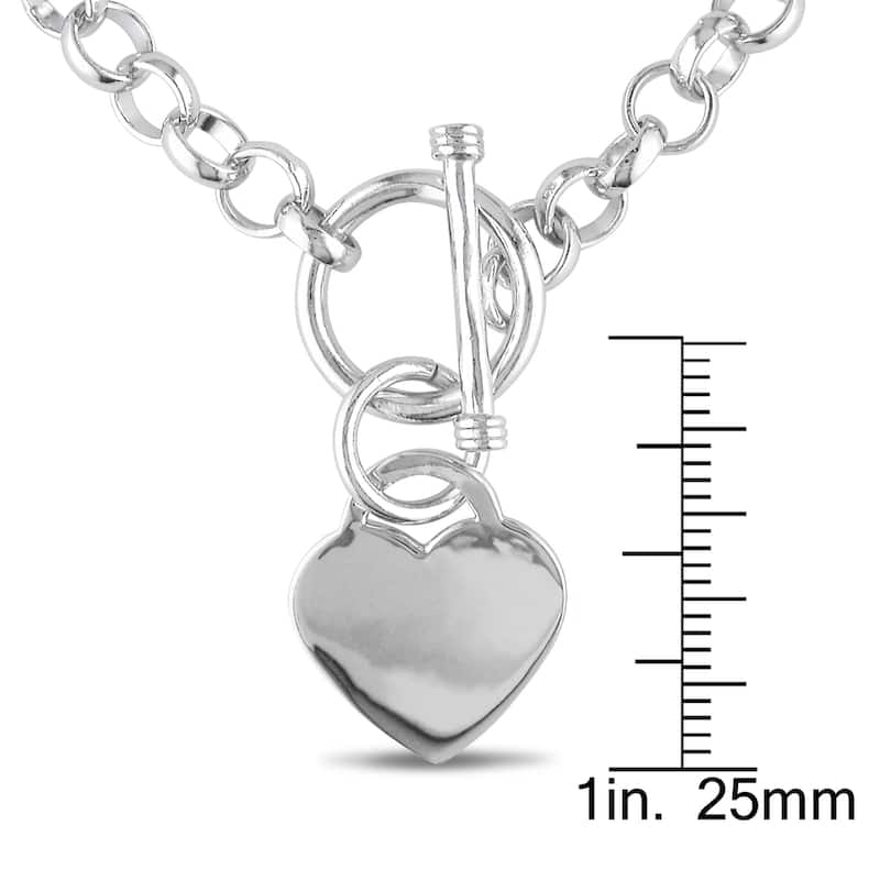 Miadora Sterling Silver Heart Toggle Necklace