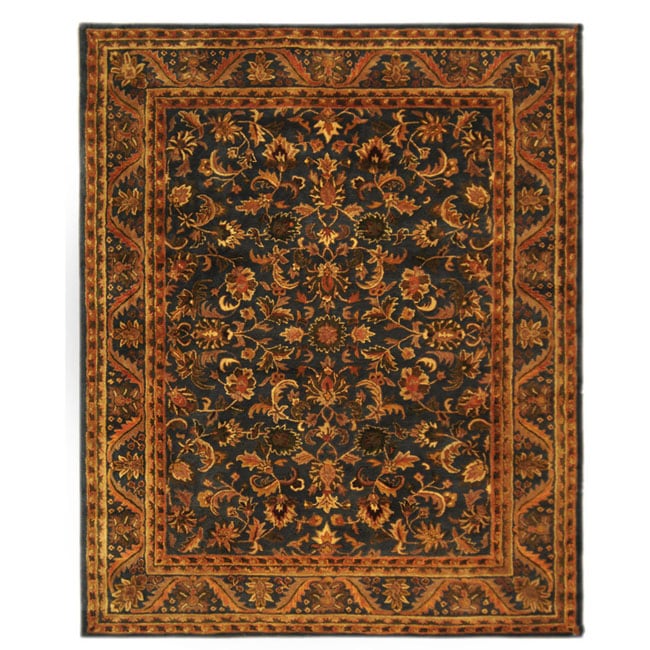 Handmade Exquisite Blue/ Gold Wool Rug (83 X 11)