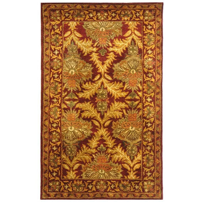 Handmade Kerman Wine/ Gold Wool Runner (23 X 4)