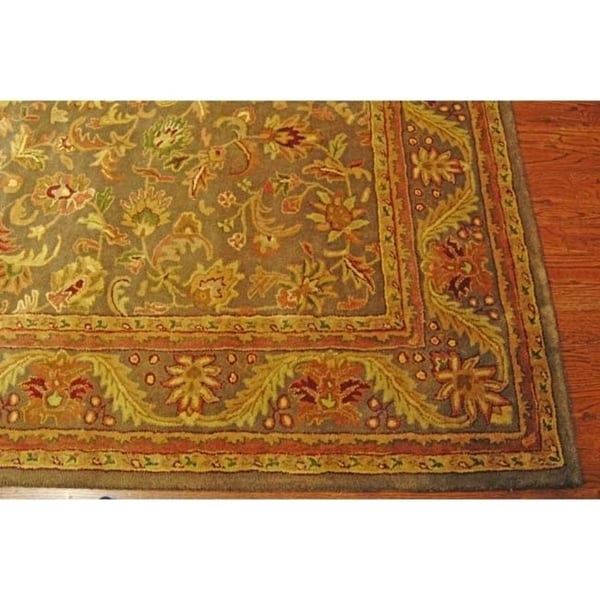 Safavieh Handmade Antiquities Kerman Charcoal Green Wool Rug - 9'-6" x 13'-6"
