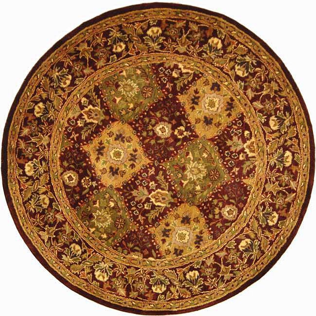 Handmade Tabriz Wine Wool Rug (36 Round)