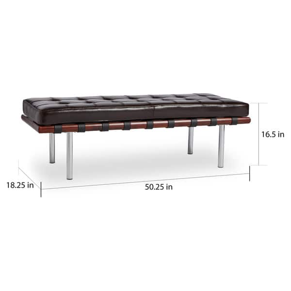 Strick & Bolton Andalucia Brown Leather and Walnut Wood Bench