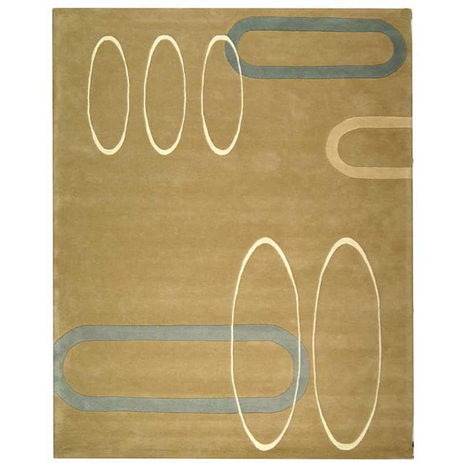 Handmade Soho Ellipses Beige New Zealand Wool Rug (36 X 56)