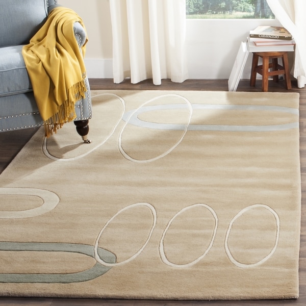 Safavieh Handmade Soho Ellipses Modern Abstract Beige Wool Rug - 3'6 x 5'6