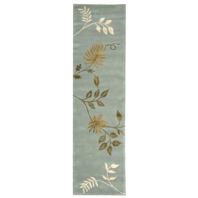 Safavieh Handmade Soho Twigs Light Blue N. Z. Wool Runner (2'6 x 12') - 2'6" x 12' Runner
