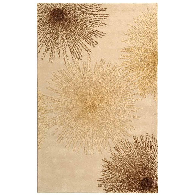 Handmade Soho Burst Beige New Zealand Wool Rug (6 X 9) (BeigePattern GeometricMeasures 0.625 inch thickTip We recommend the use of a non skid pad to keep the rug in place on smooth surfaces.All rug sizes are approximate. Due to the difference of monitor