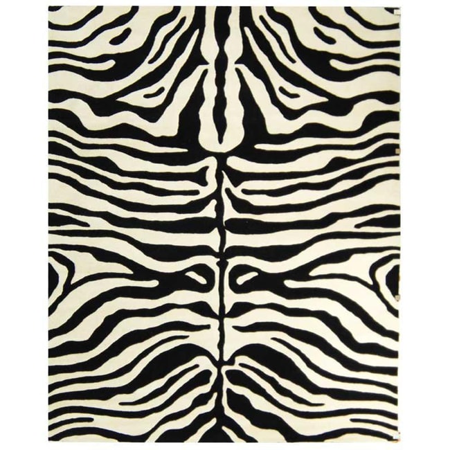 Safavieh Handmade Soho Zebra Print Beige/Charcoal N. Z. Wool Rug - 8'3 x 11'