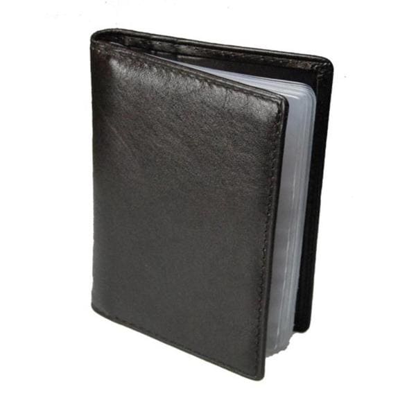 Romano Series Italian Nappa Leather Black/Red Bi-fold Cardholder