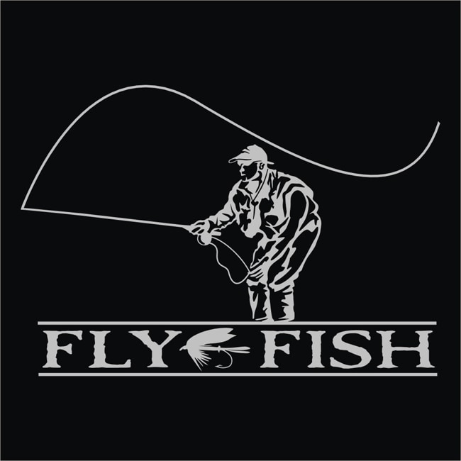 Upstream Images 'Fly Fish' Silver Window Decal - Free ...