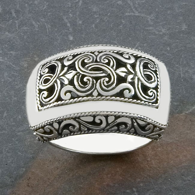 Handmade Sterling Silver Wide Cawi Ring (Indonesia)