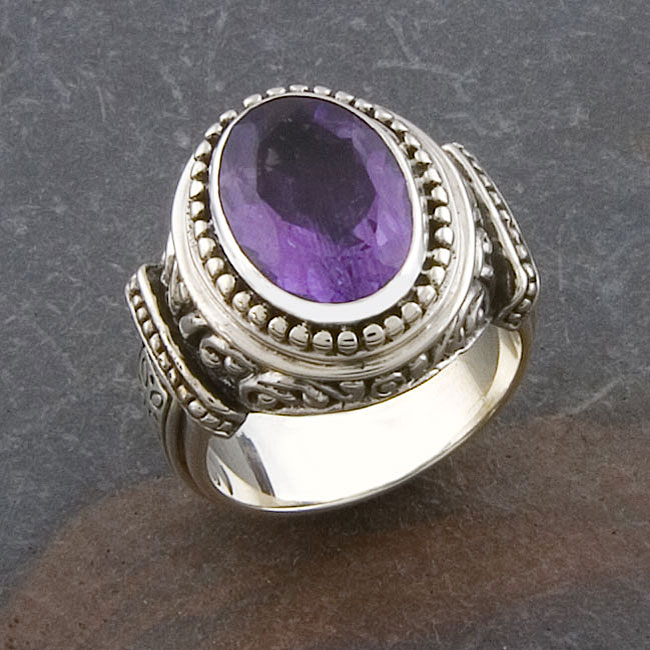 Handmade Sterling Silver Amethyst 'Cawi' Ring (Indonesia) - Overstock ...