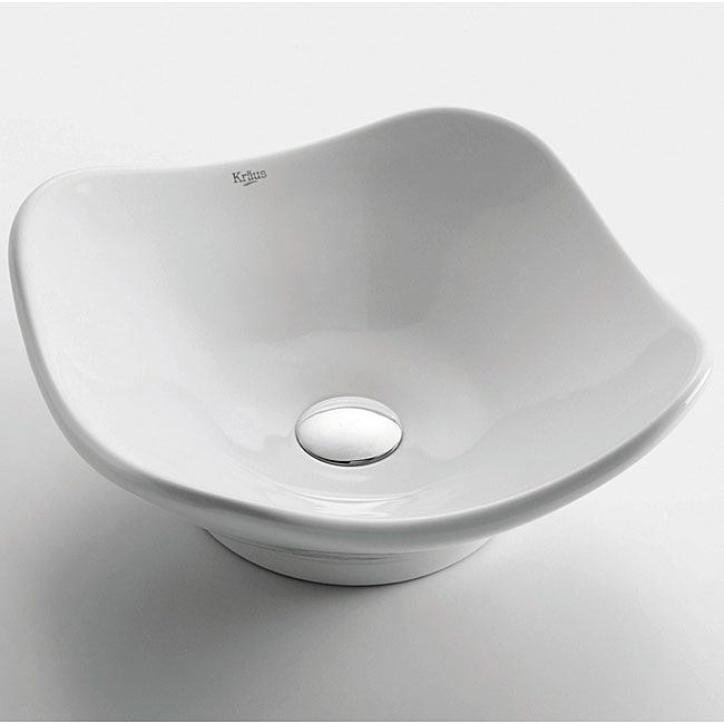 Kraus White Ceramic Tulip Lavatory Vessel Sink