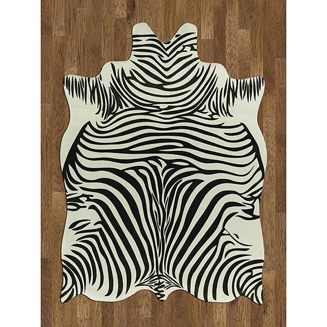 Zebra Hide Polyproplene Rug (5 X 7)