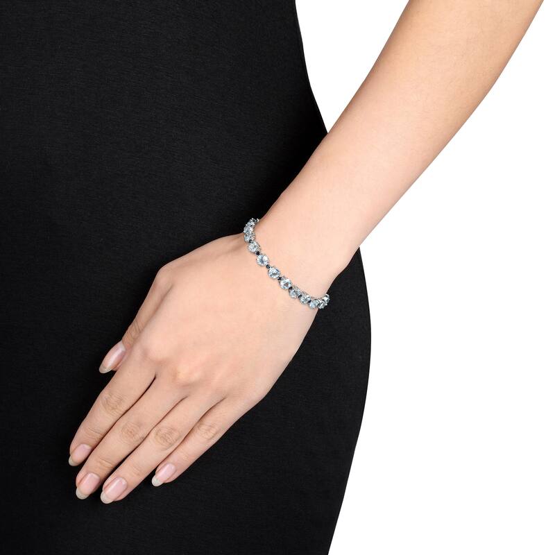 Miadora Sterling Silver Blue Topaz and Sapphire Bracelet