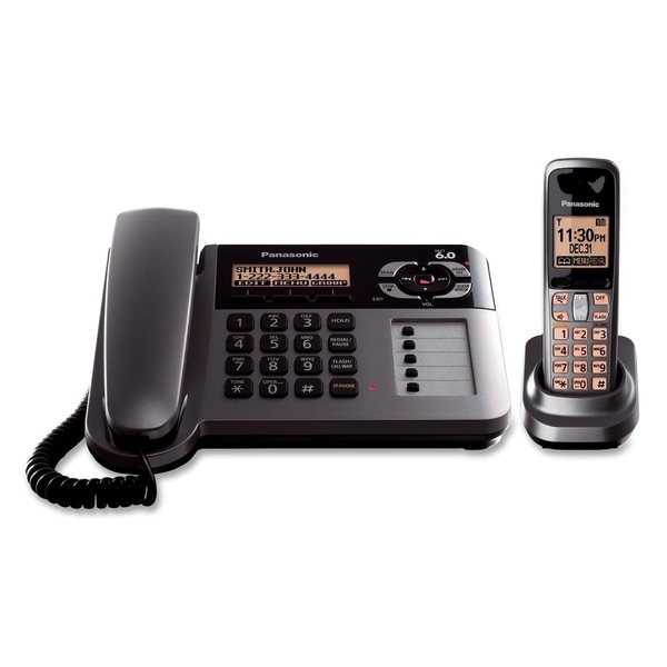 Panasonic DECT 6.0 1.90 GHz Cordless Phone - Metallic Gray, Black