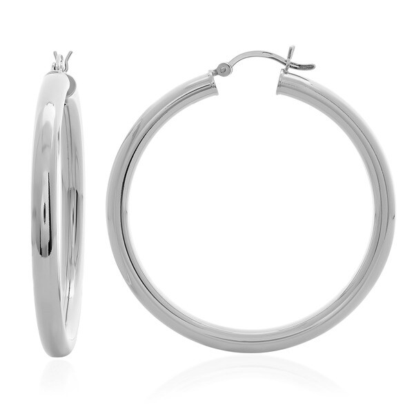 Sterling Essentials Sterling Silver 45mm x 4mm Hoop Earrings