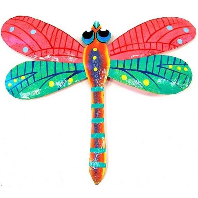 Metal 'Pink Dragonfly' Wall Art , Handmade in Haiti