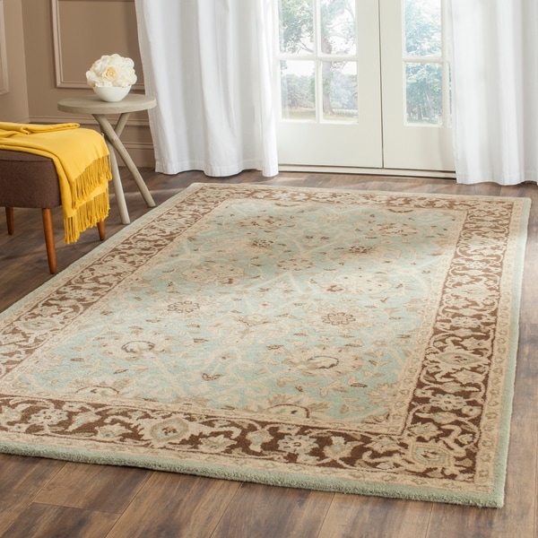 Safavieh Handmade Traditions Teal/ Brown Wool Rug - 9'6" x 13'6"