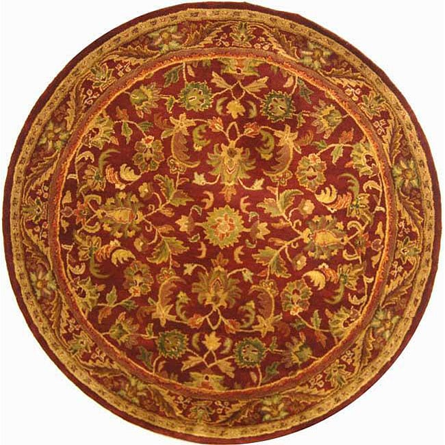 Handmade Exquisite Wine/ Gold Wool Rug (6 Round)