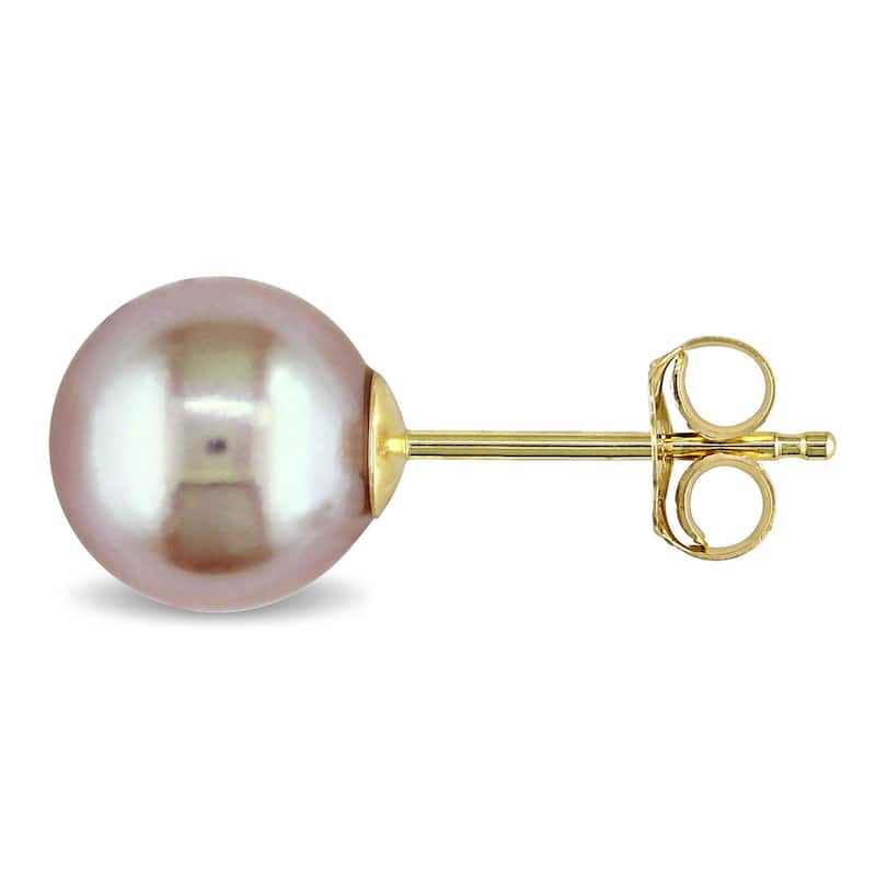Miadora 14k Gold Pink Cultured Freshwater Pearl Earrings (7-7.5 mm)