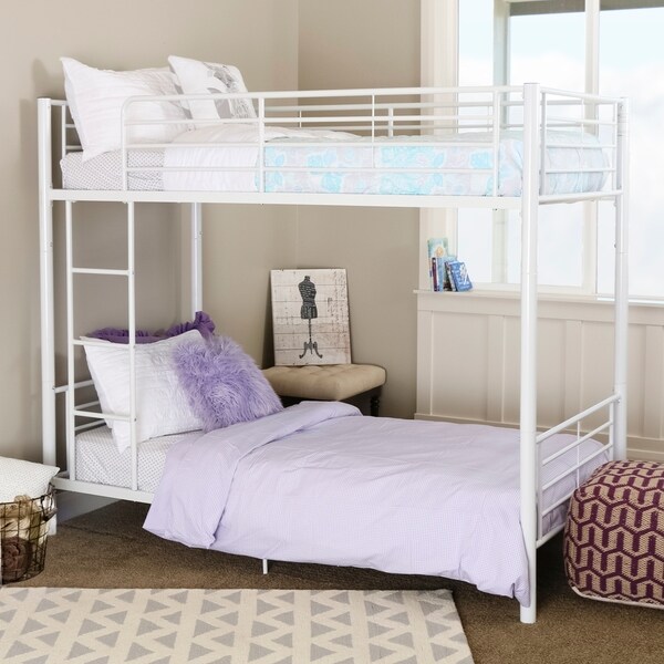 White Metal Twin Bunk Bed Free Shipping Today 12021634