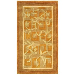 Handmade Rodeo Dr. Manor Gold/ Ivory N.Z. Wool Rug (2'6" x 4'6") Safavieh 3x5   4x6 Rugs