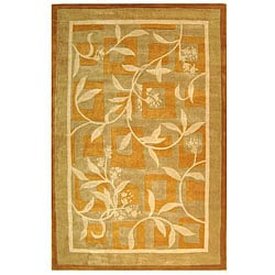 Handmade Rodeo Dr. Manor Gold/ Ivory N.Z. Wool Rug (7'6" x 9'6") Safavieh 7x9   10x14 Rugs