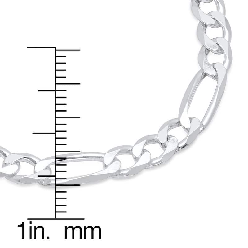 Roberto Martinez Sterling Silver 6 mm Diamond-cut Figaro Bracelet (7"-8")