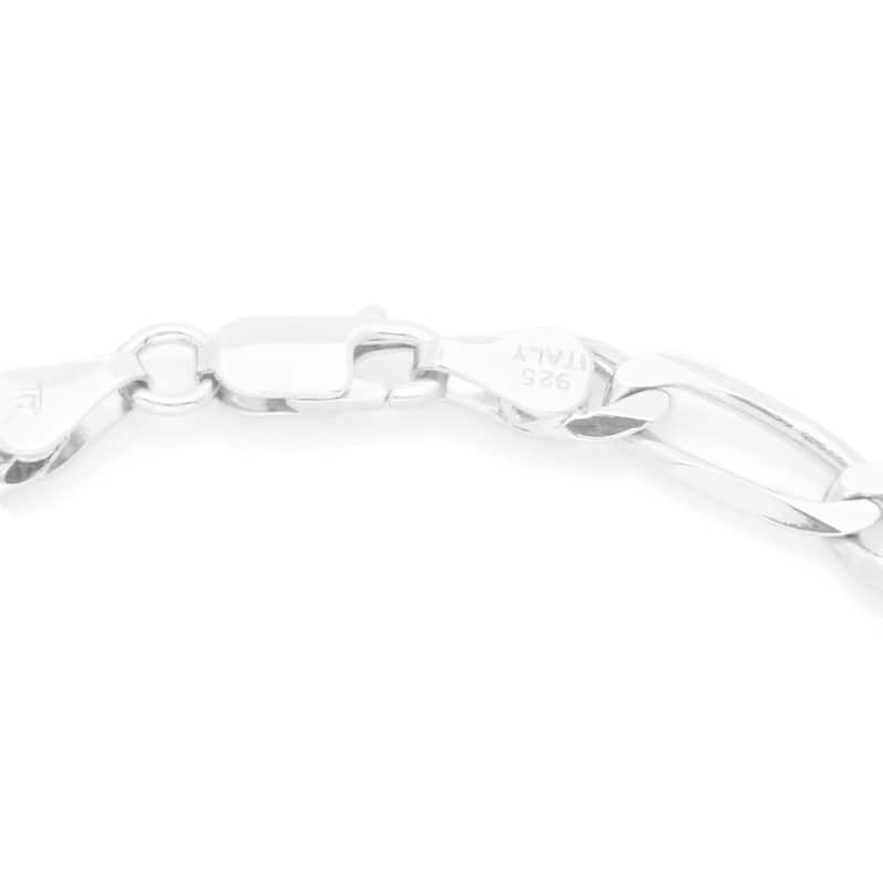 Roberto Martinez Sterling Silver 6 mm Diamond-cut Figaro Bracelet (7"-8")
