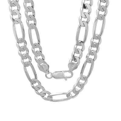 Roberto Martinez Sterling Silver 8 mm Figaro Chain Necklace (22"-30")