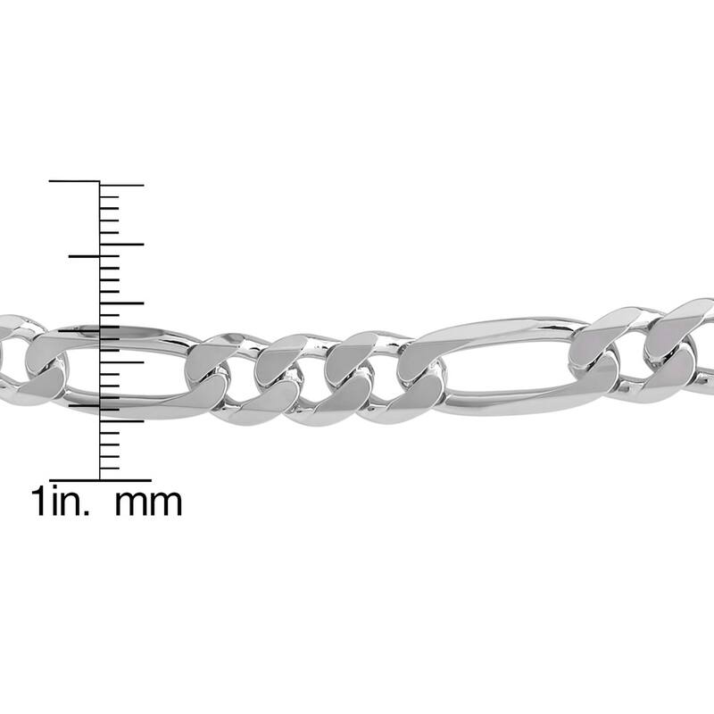 Roberto Martinez Sterling Silver 8 mm Figaro Chain Necklace (22"-30")