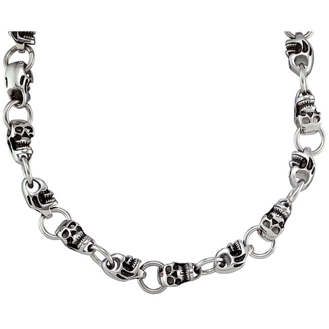 Men's Stainless Steel Skull Chain Necklace (24-inch) - 12025393 ...