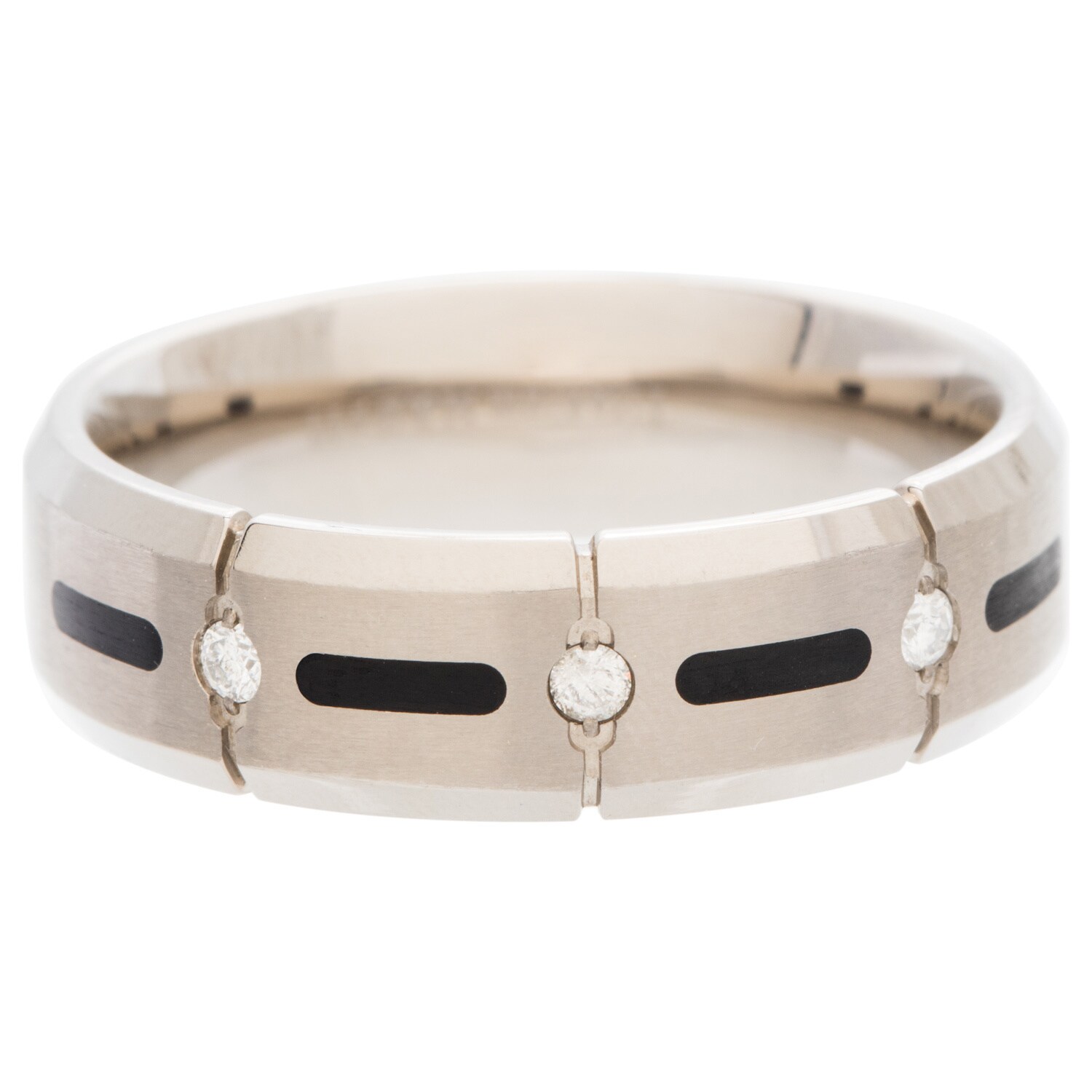 Shop Titanium 1/10ct TDW Diamond Men's Wedding Band (HI, I1I2) Free