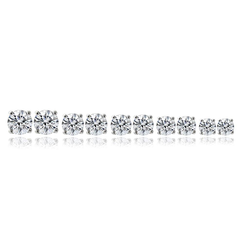 Icz Stonez Sterling Silver 10.44 TCW CZ Stud Earrings (Set of 5)