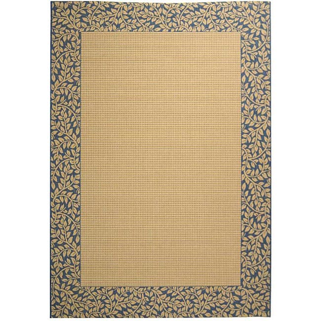 Indoor/outdoor Natural/blue Synthetic Rug (53 X 77)