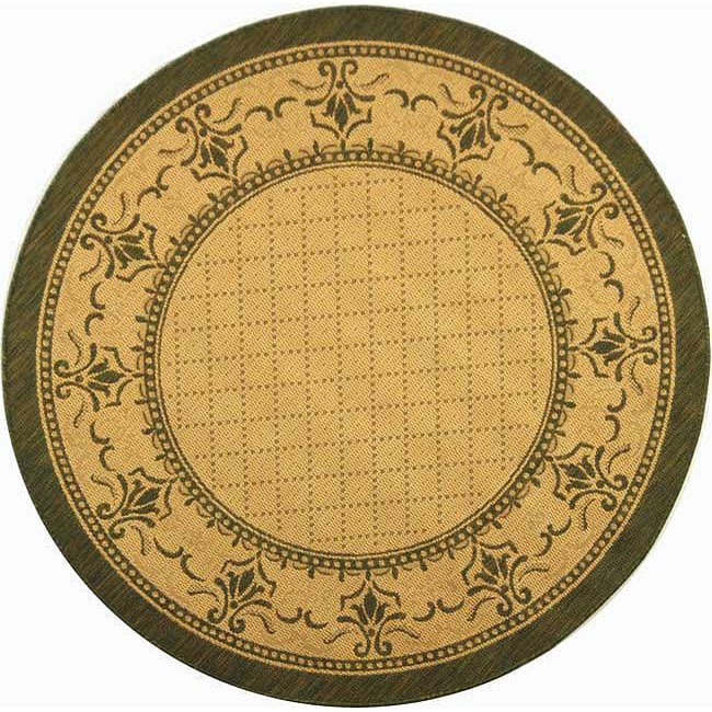 Indoor/ Outdoor Royal Natural/ Olive Rug (67 Round)