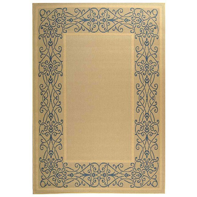 Safavieh Ocean Natural/ Blue Indoor/ Outdoor Rug - 8' x 11'