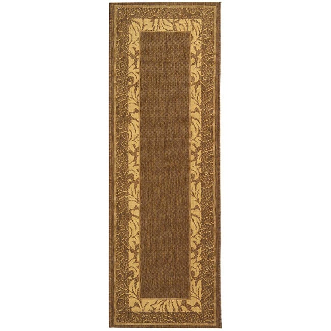 Indoor/ Outdoor Beachview Brown/ Natural Runner (24 X 67) (BrownPattern BorderMeasures 0.25 inch thickTip We recommend the use of a non skid pad to keep the rug in place on smooth surfaces.All rug sizes are approximate. Due to the difference of monitor 