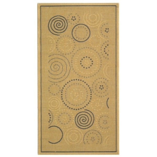 Safavieh Ocean Swirls Natural/ Blue Indoor/ Outdoor Rug - 2'-7" x 5'